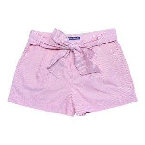 NWT Lauren James Size XL Bow Short Red White Striped Seersucker Cotton Blend